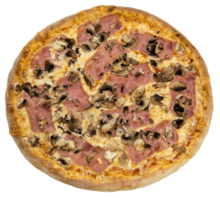 Prosciutto fungi pizza